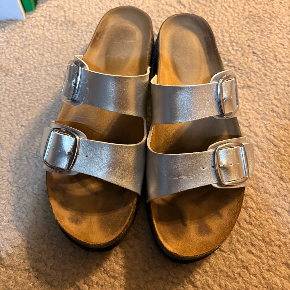 Universal Thread Silver Buckle Sandals